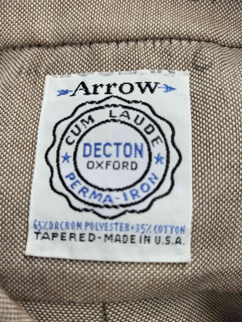 アロー ARROW 60-70S USA製 DECTON 65/35 ポリ コットン ボタンダウン L/S シャツ  裾ステンシル ユニオンチケット メンズ  15 1/2-34
